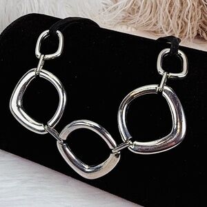 Bohemian Chic geometric Silvertone and black necklace